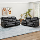 Bonzy Home Faux Leather Recliner Furniture Set, 3-Seat Sofa, Loveseat & Recliner Chair, Black, for Living Room
