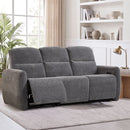 Bonzy Home Power Reclining 3-Seat Sofa, Modern Electric Recliner Sofa with USB & Type-C Charging Ports, 3-Seater Comfy Fabric Recliner Chair for Living Room Bedroom, Gray
