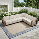 Bonzy Home Outdoor Wicker Sofa Set, Rattan Patio Conversation Sets - 6 Seater L-Shaped Wicker Sofa with Thick Cushions and Corner Seating, Beige