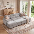 Bonzy Home Modular Corduroy Sectional Sofa with Pull Out Sleeper, Convertible L-Shaped Couch, Free Combination Upholstered Sofa Bed for Living Room