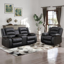 Bonzy Home Faux Leather Manual Recliner Sofa Set, Single Chair & Loveseat, Black, for Living Room