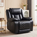 Bonzy Home Electric Power Recliner, PU Leather Reclining Sofa with USB & Type-C Ports, LED Lighting, Home Theater Seating for Living Room, Bedroom, Black
