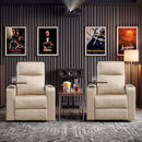 Bonzy Home Power Electric Recliner Set of 2, Home Theater Seating Chairs with Swivel Tray Cup Holders, USB Port & Hidden Storage, Movie Recliner for Living Room Media Room, Beige