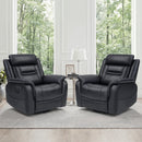Bonzy Home Set of 2 Leather Recliner Chairs, 360° Swivel Rocker Manual Reclining Chair for Living Room, Black