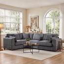Bonzy Home Modular Convertible Sectional Sofa, Ultra-Comfort Corduroy Corner Couch, Modern living room furniture sets L‑Shaped Couch, Gray
