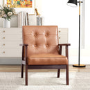 Bonzy Home Accent Chair Mid Century Modern PU Leather Armchair with Wood Frame for Living Room Bedroom Study Room, Easy Assembly, Brown