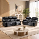 Bonzy Home Electric Power Recliner Sofa Set, PU Leather Loveseat & 3-Seat Couch with USB Ports, LED Lights, Cup Holders & Hidden Storage, Home Theater Seating for Living Room, Black