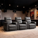 Bonzy Home Electric Power Recliner Chair Set of 3, Leather Home Theater Seating with Swivel Tray Cup Holders USB Port & Hidden Storage, Reclining Chair Sofa Furniture for Movie Room, Gray