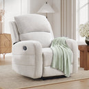 Bonzy Home Manual Reclining Chair, Modern Single‑Seat Recliner Sofa for Adult with Padded Armrests and Adjustable Backrest for Living Room, Bedroom & Reading Room, White