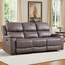 Bonzy Home 3-Seat Manual Reclining Couch, Dual Recliner Design for Living Room and Meeting Room，Saddle