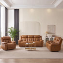 Bonzy Home Electric Power Recliner Sofa Set, PU Leather Reclining Couch with USB Ports, LED Lighting, Cup Holders & Hidden Storage, Home Theater Seating for Living Room, Brown