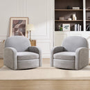 Bonzy Home 360° Swivel Accent Chair Set of 2, Upholstered Chenille Armchair with Thick Cushion & Curved armrest, Single Lounge Chair for Living Room Bedroom Study Office, Gray