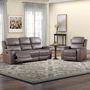 Bonzy Home Reclining Furniture Set, Manual 3-Seat Sofa and Single Recliner Chair for Living Room，Saddle