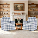 Bonzy Home 360° Swivel Accent Chair Set of 2, Modern Upholstered Armchair with Thick Cushion, Swivel Square Single Sofa Chair for Living Room Bedroom Study Balcony, Blue Plaid