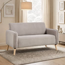 Bonzy Home 57.28" Loveseat Sofa, 2-Seater Short Plush Fabric Small Couch with Solid Wood Legs, Modern Compact Upholstered Sofa for Living Room Apartment Bedroom, Gray