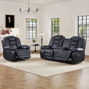 Bonzy Home Manual Recliner Sofa Set with Console, Reclining Living Room Furniture with Recliner Chair & Loveseat Recliner Sofa, with Adjustable Backrest, Cup Holders and Hidden Arm Storage, Black