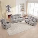 Bonzy Home 1+2+3 Manual Reclining Sofa Set, Single Chair, Loveseat & 3-Seat Couch Complete Living Room Furniture Set, Gray