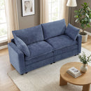 Bonzy Home Modern Loveseat Modular Sectional Sofa Couches for Living Room Entertaining Guests or Relaxing Alone for Small Spaces Apartment Blue