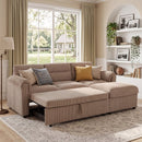 Bonzy Home Modular Corduroy Sectional Sofa with Pull Out Sleeper, Convertible L-Shaped Couch, Free Combination Upholstered Sofa Bed for Living Room