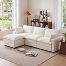 Bonzy Home Modular Sectional Sofa with Storage Ottoman, 112.9" L-Shaped Ultra-Comfort Seating - Configurable for Living Room & Family Room, White