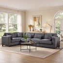 Bonzy Home Modular Convertible Sectional Sofa, Ultra-Comfort Corduroy L-Shaped Corner Couch, Configurable for Living Room & Family Room, Gray
