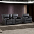 Bonzy Home Faux Leather Recliner Sofa Set, 2-Piece Manual Reclining Loveseat & Single Chair with Contrast Stitching & Cup Holders for Living Room, Black