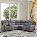 Bonzy Home Modern Fabric Reclining Sofa with Center Console, Hidden Storage and 2 Cup Holders for Living Room