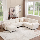 Bonzy Home Convertible Sectional Sofa Couch for Living Room With Ottoman Oat
