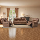 Bonzy Home 3‑Piece Recliner Sofa Set with Overstuffed Arms and Back, Recliner Chair, Loveseat & 3‑Seat Couch for Living Room