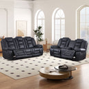Bonzy Home Manual Recliner Sofa Set with Console, Reclining Living Room Furniture with Loveseat & 3‑Seat Reclining Sofa, with Adjustable Backrest, Cup Holders and Hidden Arm Storage, Black