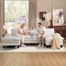 Bonzy Home 122 inch U-Shaped Modular Sectional Sofa, Comfy Chenille Convertible Sectional Couch with 2 Storage Ottoman, Modern Design for Living Room, Elegant White