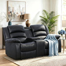 Bonzy Home Manual Recliner Loveseat, Faux Leather 2‑Seater Reclining Couch with Cup Holders & Hidden Storage, Independent Seat Recline for Living Room Home Theater