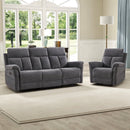 Bonzy Home Manual Reclining Sofa Set with Adjustable Backrest, Living Room Recliner Sofa Set for Adult with Single Recliner Chair & 3‑Seat Sofa, Couch Recliners for Living Room Furniture, Dark Gray