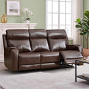 Bonzy Home Genuine Leather Power Reclining Sofa with USB Ports for Living Room, Dark Brown