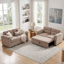 Bonzy Home Modular Corduroy Sectional Sofa with Pull Out Sleeper, Convertible L-Shaped Couch, Free Combination Upholstered Sofa Bed for Living Room