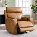 Bonzy Home Genuine Leather Power Recliner with USB Port for Living Room, Caramel Brown