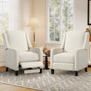 Bonzy Home 2-Pack Manual Push Back Recliner Chairs, Fabric Wingback Reclining Chairs with Padded Seat, Modern Recliners for Living Room Bedroom, White