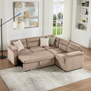 Bonzy Home Modular Corduroy Sectional Sofa with Pull Out Sleeper, Convertible L-Shaped Couch, Free Combination Upholstered Sofa Bed for Living Room