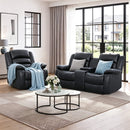 Bonzy Home Manual Recliner Sofa Set, Faux Leather Single Recliner Chair & Loveseat Combo for Living Room Home Theater