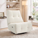 Bonzy Home Armless Power Electric Glider Swivel Recliner Chair with USB & Type-C Ports, Comfy Upholstered 360° Rotatable Single Sofa for Living Room Bedroom Reading Nook, White