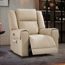 Bonzy Home Top-Grain Genuine Leather Power Recliner Chair, Home Theater Seating with Power Headrest, USB Ports & Cup Holders, Oversized Single Reclining Sofa for Living Room, Off-White