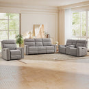 Bonzy Home Fabric Power Reclining Sofa Set, Single Recliner, Loveseat & 3-Seat Couch with Charging Ports, Living Room Sofa Set with Cup Holders & Hidden Storage, Gray
