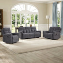 Bonzy Home Manual Reclining Sofa Set with Adjustable Backrest, Recliner Living Room Furniture for Adult with Single Recliner Chair, Loveseat & 3-Seat Recliner Sofa, Dark Gray