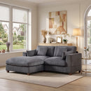 Bonzy Home Modern Corduroy Loveseat with Ottoman, Modular Sectional Couch with Throw Pillows & Detachable Washable Covers, for Living Room Entertaining Guests Small Spaces Apartment, Gray