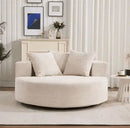 Ebello Oversized Round Swivel Accent Chair, Modern Corduroy Upholstered Comfy Circle Armchair with 360-Degree Rotating Base for Living Room, Bedroom, Home Office, No Assembly (Beige)