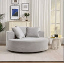Ebello Oversized Round Swivel Accent Chair, Modern Corduroy Upholstered Comfy Circle Armchair with 360-Degree Rotating Base for Living Room, Bedroom, Home Office, No Assembly (Light Gray)