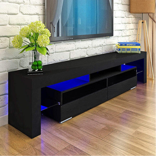 Glossy TV Stand, Wood Media Storage Console Cabinet