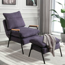 Overstuffed Accent Chair with Ottoman, Adjustable Backrest Lounge Chair