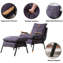 Overstuffed Accent Chair with Ottoman, Adjustable Backrest Lounge Chair