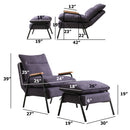 Overstuffed Accent Chair with Ottoman, Adjustable Backrest Lounge Chair